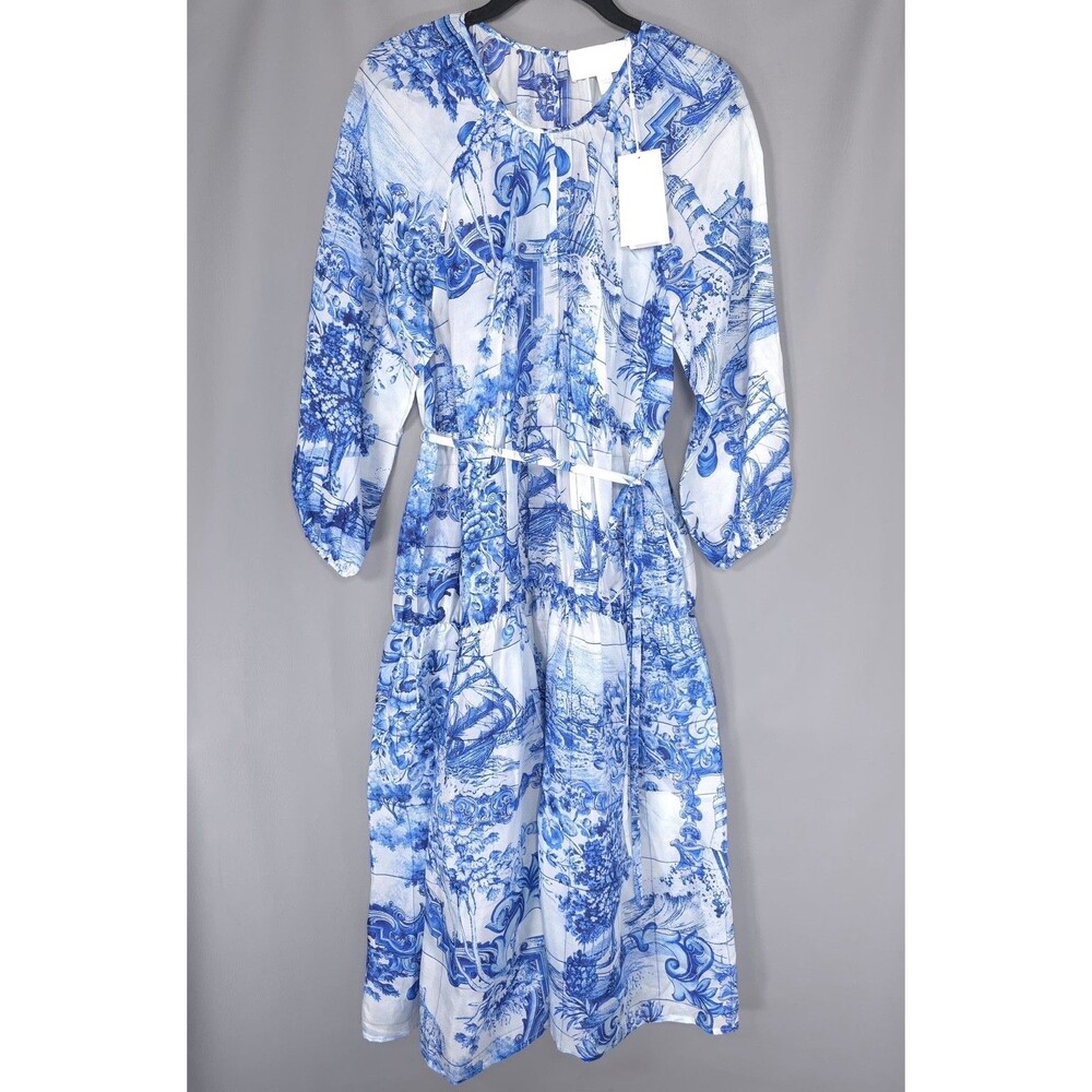 HUGO BOSS AG Women’s New Midi Dress US 8 MEDIUM 100% Silk Blue DIVILERA 50447623